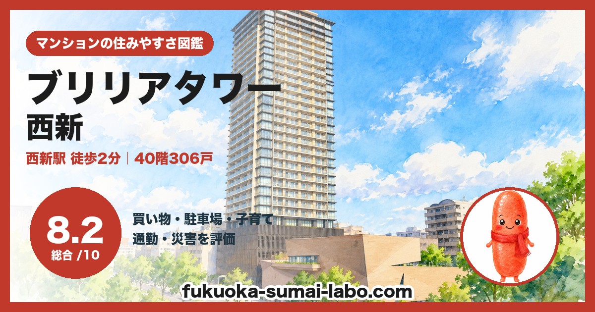 ブリリアタワー西新の住みやすさ(総合8.2)